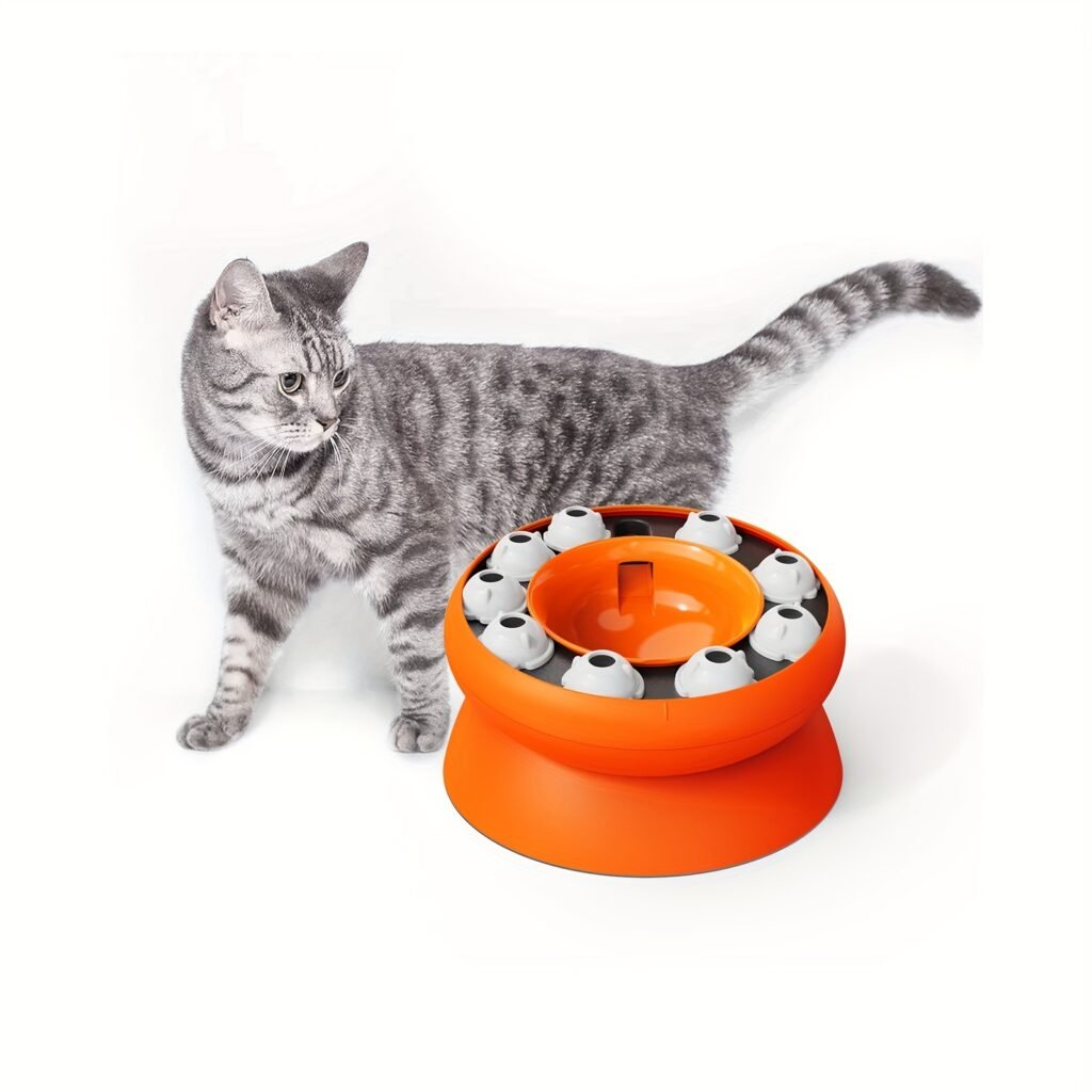 Interactive Puzzle For Cats Raised Educational Toy Slow Pet Feeder Dry Food Disp