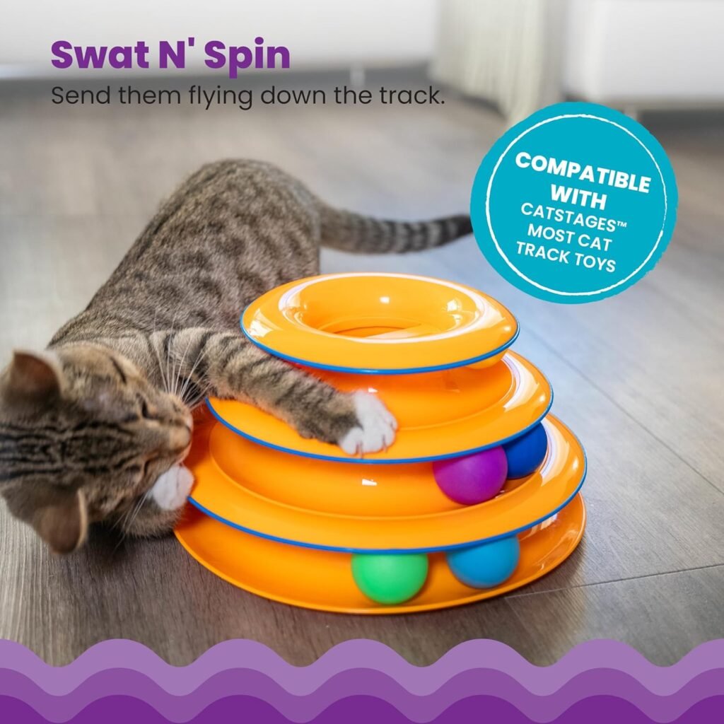 Catstages Tower Of Tracks Interactive 3-Tier Cat Track Toy With Spinning Balls,
