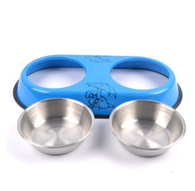 High quality stainless steel double bowl dog food utensils paint detachable doub