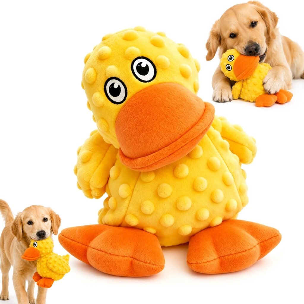Durable Squeaky Plush Dog Toy, Chew Guard Stuffed Chew Toys For Aggressive Chewe