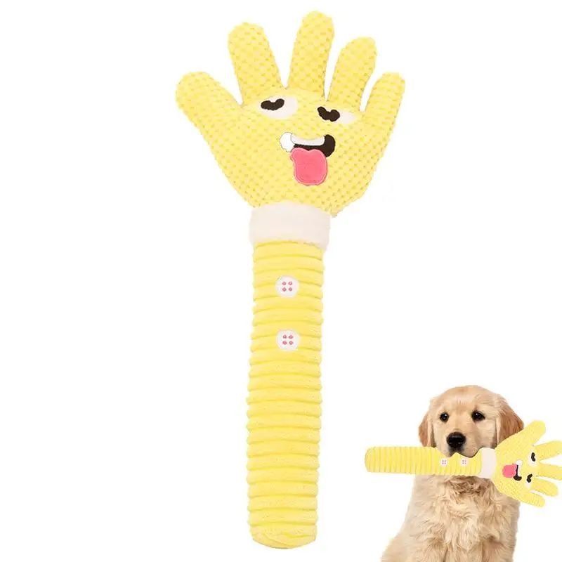 Dog Teething Plush Pet Teething Toys Palm-Shaped Squeaky Plush Chewing Toy Pet S