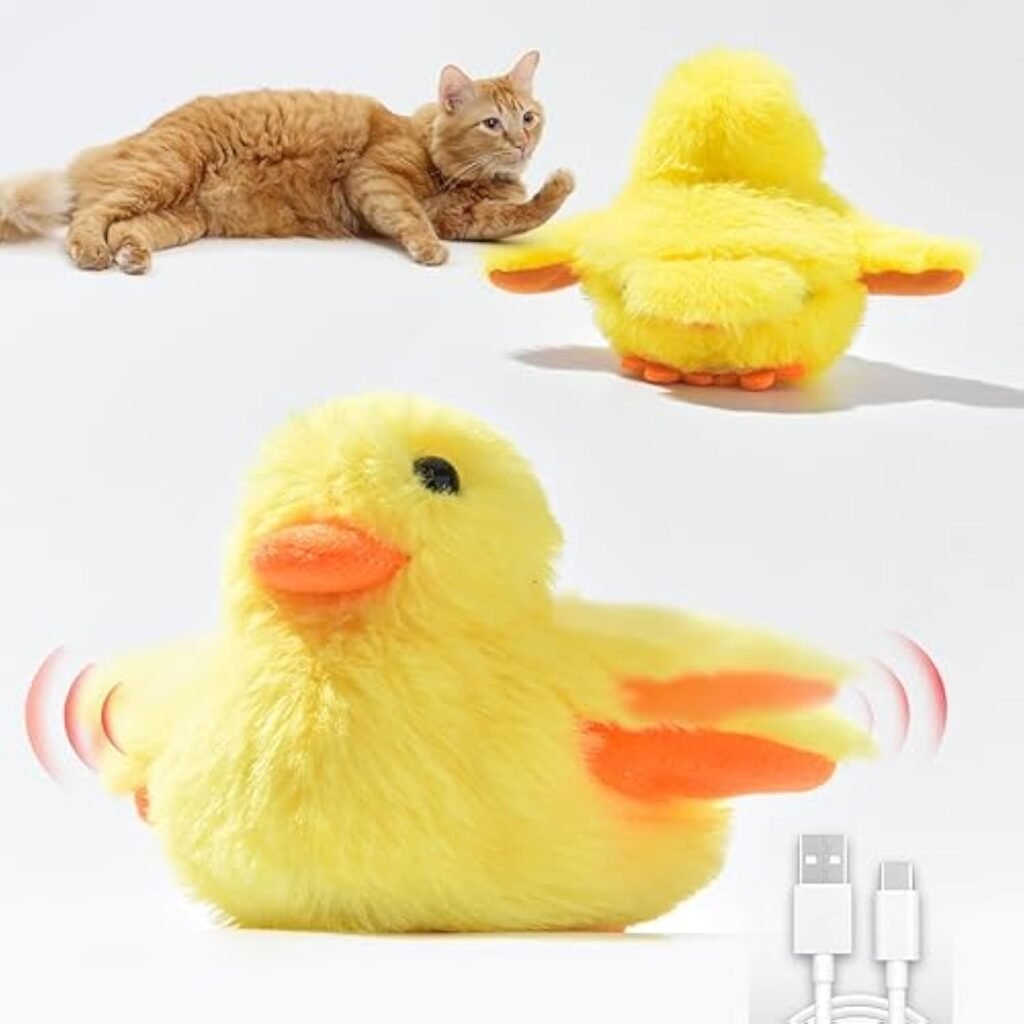 Cat Catnip Toys Beating Wings Duck Rechargeable Lifelike Quack ChirpingTouch Act