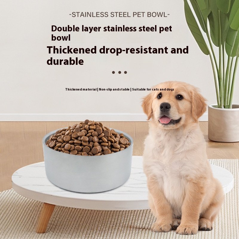 304 Stainless Steel Bowl For Pet Double-layer Thickening - Image 3