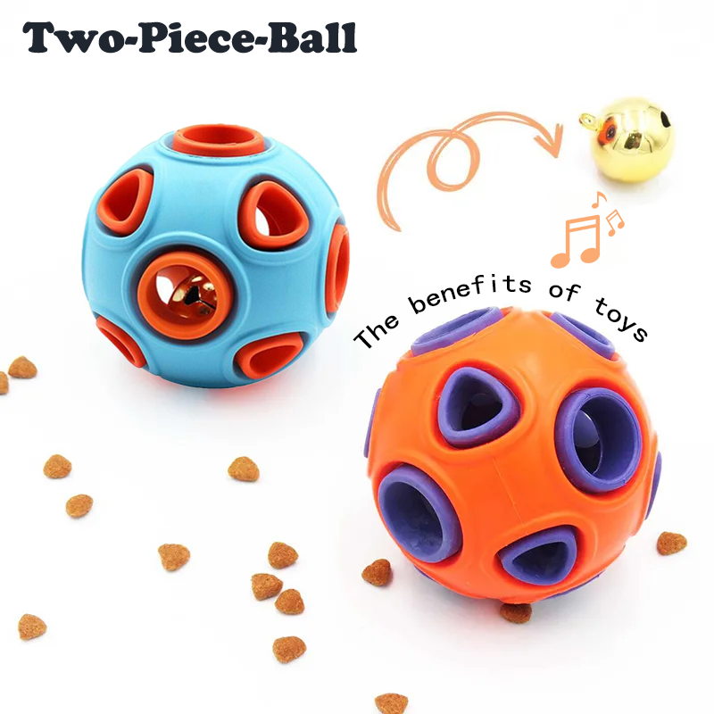 Jingle Bell Rubber Fetch Balls, 2-Pack