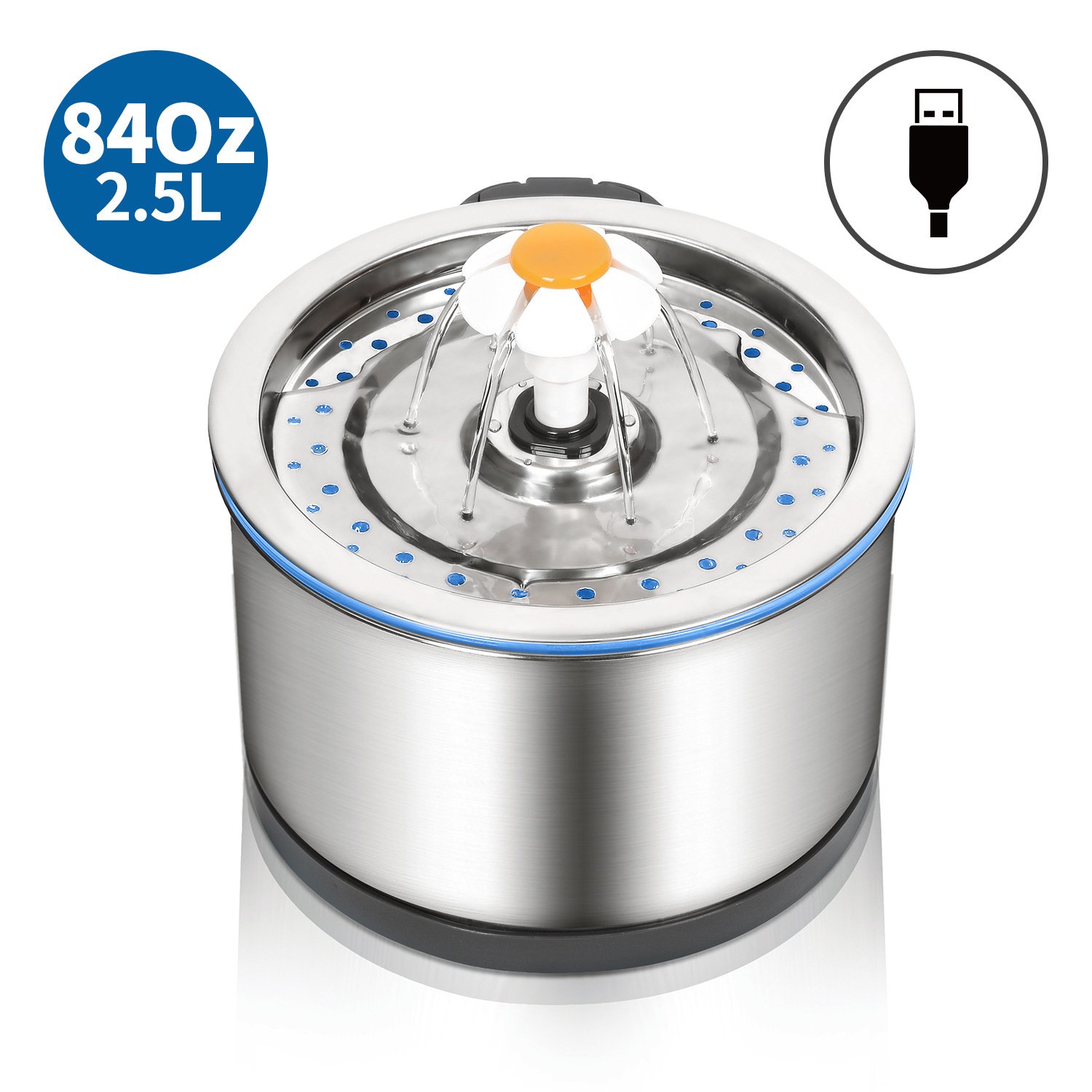 Silver Wing Round All-Steel Flower Pet Water Dispenser - Image 2