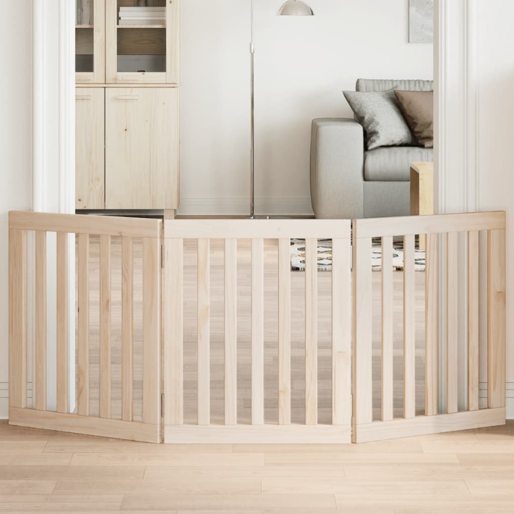 Dog Gate Foldable 3 Panels 150 cm Poplar Wood - Image 2