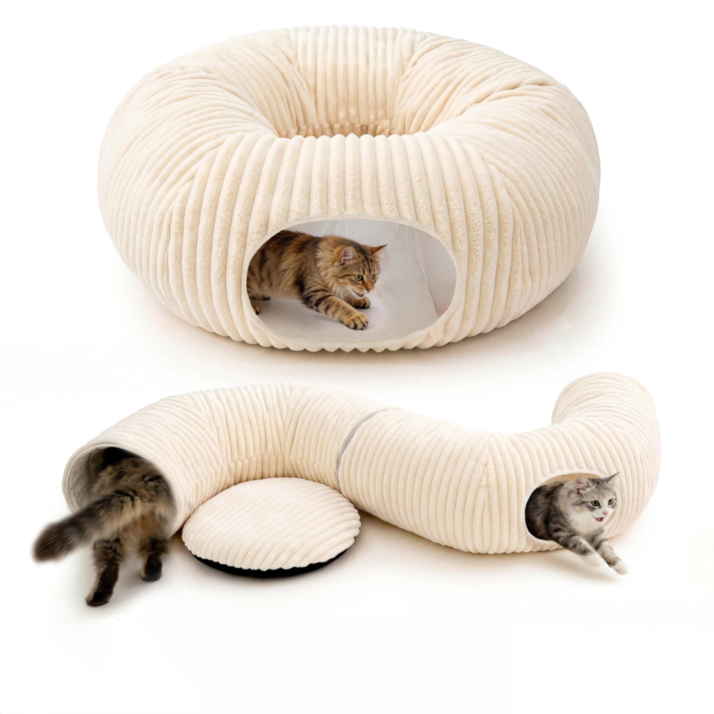 Cat Tunnel Bed With  Interactive Cat Toys, Cat Tube With Kitten Toys For Indoor