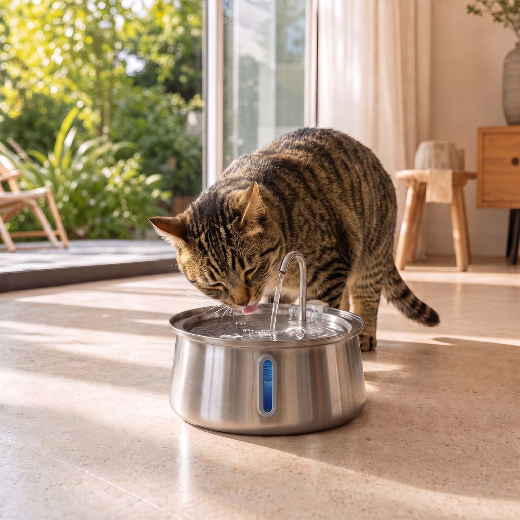 Stainless steel pet water fountain, 3 litre