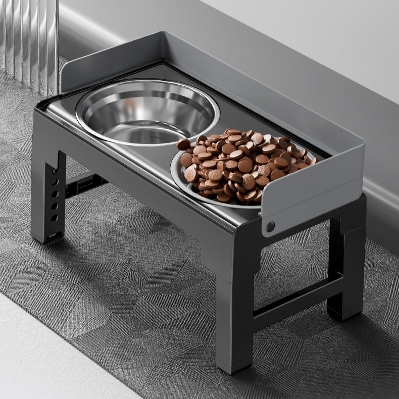 Elevated Adjustable-Height Large Dog Stainless Steel Bowl